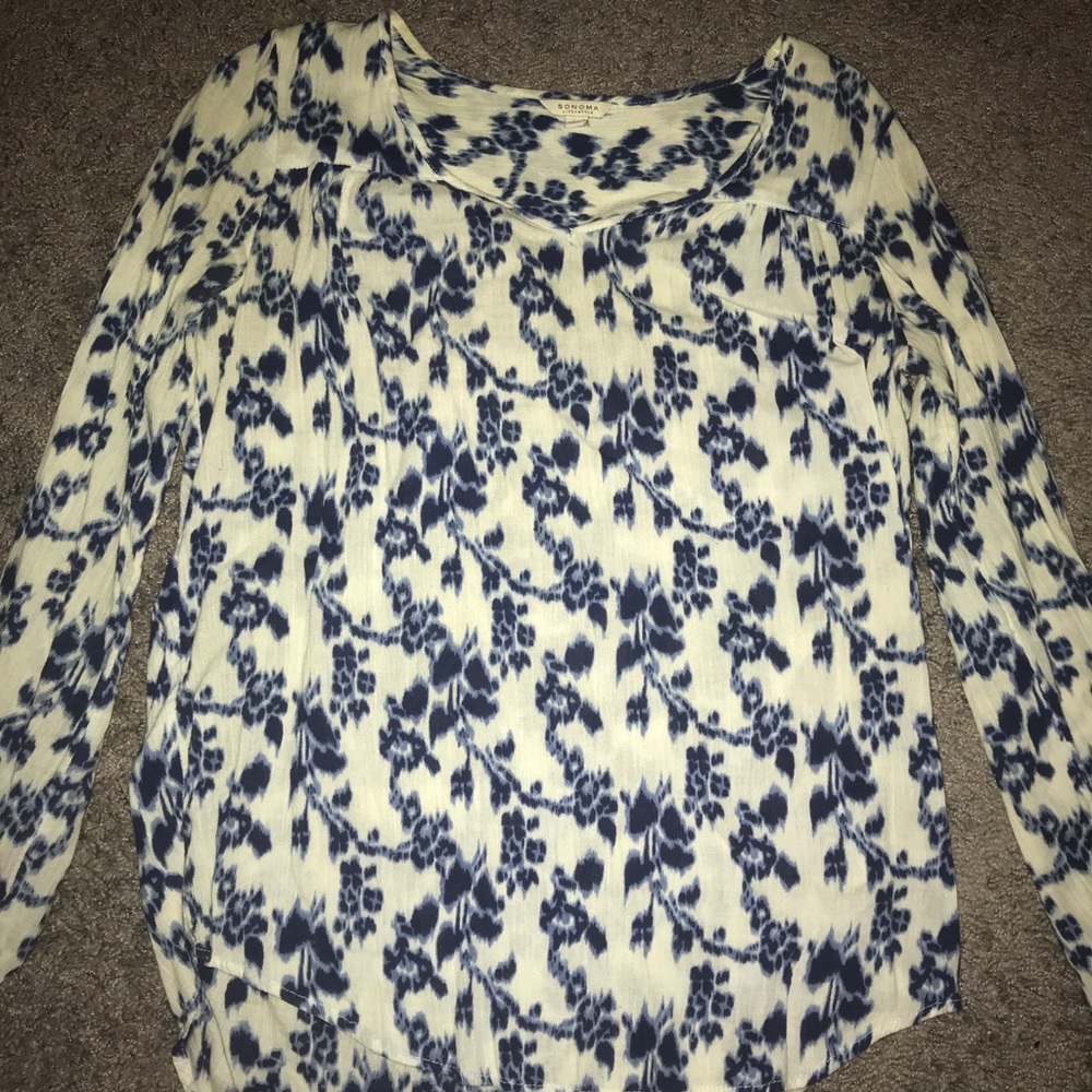 blue and white blouse